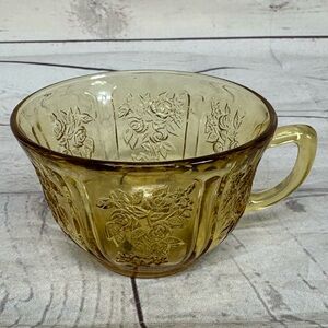 Vtg FEDERAL GLASS AMBER YELLOW "" DEPRESSION "Sharon" GLASS COFFEE / TEA CUP